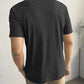 Trendy Fashionable High Quality Popcorn Round Neck Printed Black Cotton Blend Tshirt